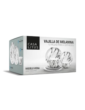 Vajilla cerrada Casa Litus viena de melamina para 4 personas