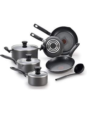 Batería de cocina T-Fal de acero inoxidable antiadherente cerámica 10 piezas