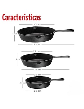 Set de sartenes Royal Haus By Apolo de hierro fundido 3 piezas