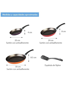 Set de sartenes Genérica de aluminio 3 piezas