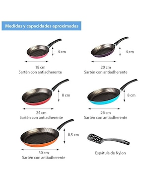 Set de sartenes Cinsa Fashion Cook de aluminio 6 piezas