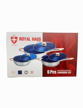 Set de sartenes con tapa Royal Haus de acero inoxidable 6 piezas