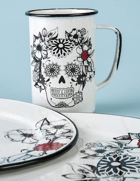 Vajilla cerrada Cinsa calaveras de acero vitrificado para 4 personas