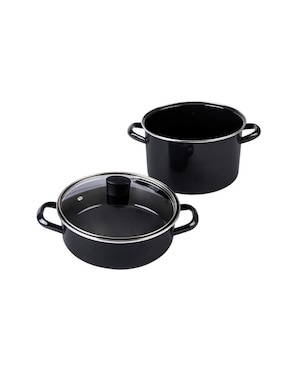 Batería de cocina Cinsa Santiago de acero vitrificado antiadherente titanio 6 piezas
