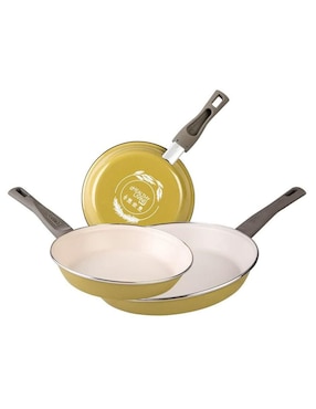 Set Sartenes Cinsa Healthy Living Acero Porcelanizado 3 Piezas