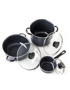 Batería de cocina Cinsa Mega Óptima de acero vitrificado antiadherente convencional 9 piezas