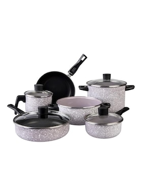 Batería de cocina Cinsa Granito de acero vitrificado antiadherente sin PFOA 10 piezas