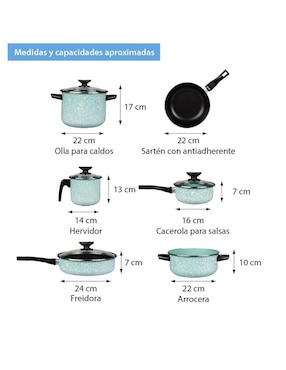 Batería de cocina Cinsa Granito de acero vitrificado antiadherente sin PFOA 10 piezas