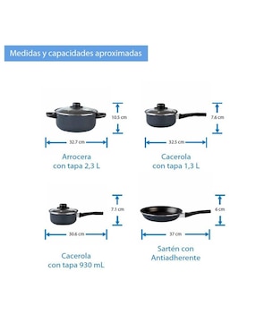 Batería de cocina Cinsa San Isidro de acero vitrificado antiadherente convencional 7 piezas