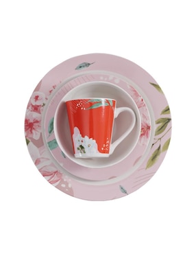 Vajilla cerrada Crown Baccara floral de porcelana para 4 personas