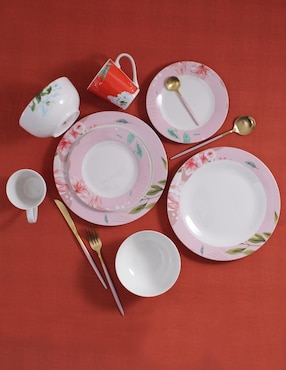 Vajilla cerrada Crown Baccara floral de porcelana para 4 personas