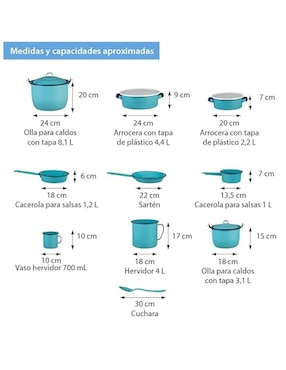 Batería de cocina Cinsa Alejandra de acero vitrificado antiadherente convencional 14 piezas