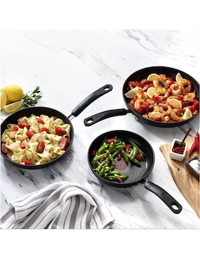 Set de sartenes T-Fal de acero inoxidable 3 piezas