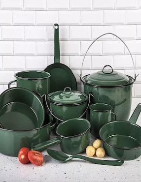 Batería de cocina Genérica Clásica de acero vitrificado antiadherente convencional 12 piezas