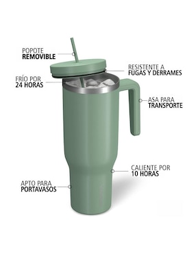 Termo Hydrapeak de acero inoxidable con tapa push pull 1.2 l
