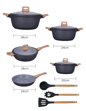 Batería de cocina Kochstelle Wood de aluminio antiadherente combinado 10 piezas