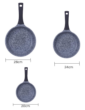 Set de sartenes Kochstelle Granito de aluminio 3 piezas