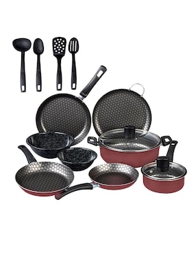 Batería de cocina Cinsa Equipa tu cocina de aluminio antiadherente diamante 15 piezas