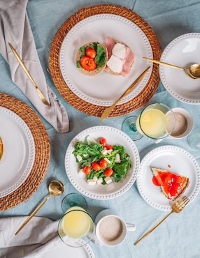 Vajilla cerrada Santa Anita mauve de cerámica para 4 personas