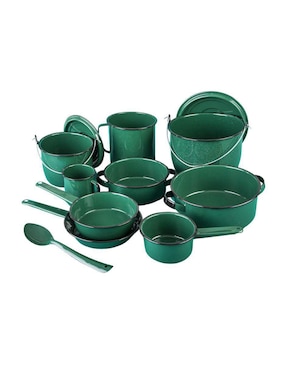 Batería de cocina Cinsa Chiapaneca de acero vitrificado antiadherente convencional 12 piezas