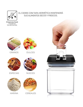 Frasco de almacenamiento Ag Box Hermético Tapa Negra de plástico