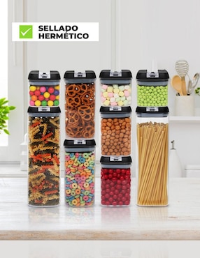 Frasco de almacenamiento Ag Box Hermético Tapa Negra de plástico