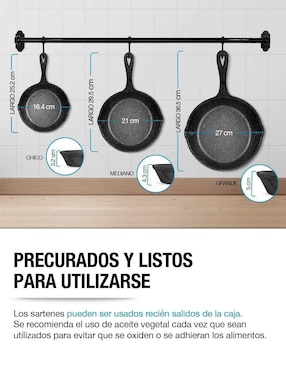 Set de sartenes Casa Litus de hierro fundido 3 piezas