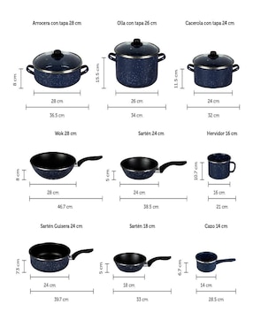 Batería de cocina Ekco de acero 12 piezas
