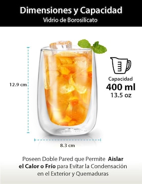 Set vaso Doble Pack Magma Life de vidrio con 4 piezas