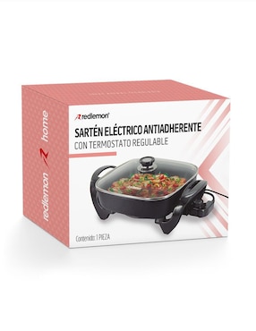 Sartén eléctrico con tapa Redlemon de aluminio