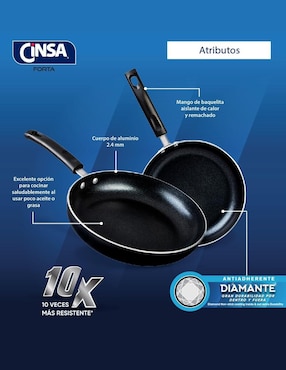 Set de sartenes Cinsa Forta Diamante de aluminio esmaltado 2 piezas