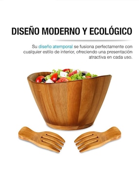 Ensaladera Casa Litus artesanal de madera