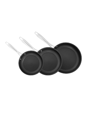 Set de sartenes Cuisinart Classic de acero inoxidable 3 piezas
