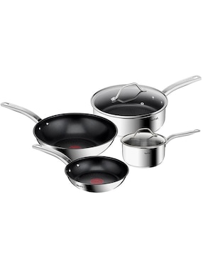 Batería de cocina T-Fal de acero inoxidable antiadherente titanio 6 piezas
