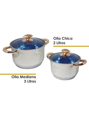 Batería de cocina Aquila Siberia de acero inoxidable antiadherente convencional 12 piezas