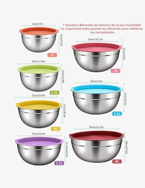 Set bowl Aquila JE3993 7 piezas de acero inoxidable