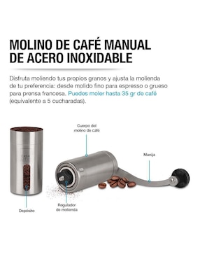 Molino para café Casa Litus de acero inoxidable
