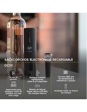 Sacacorchos eléctrico Avera de plástico