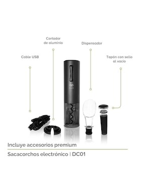 Sacacorchos eléctrico Avera de plástico