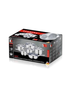 Batería de cocina Bergner de acero inoxidable 12 piezas