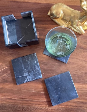 Portavaso Marmoliere Cuadrado Negro de mármol 6 piezas
