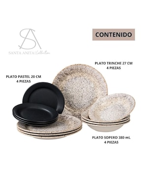 Vajilla cerrada Santa Anita absolute de porcelana para 4 personas