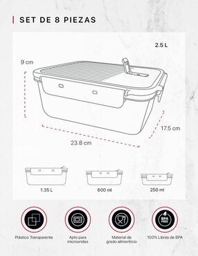Set contenedores Cookify de plástico 8 piezas