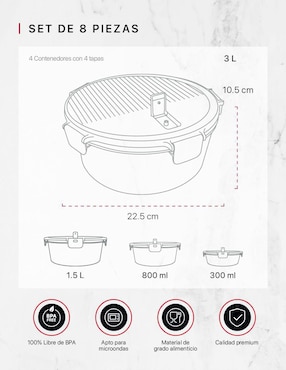 Set contenedores Cookify de plástico 8 piezas