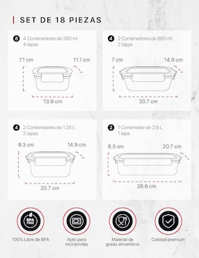 Set contenedores Cookify de plástico 18 piezas