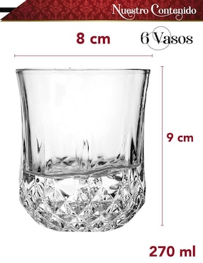 Set vaso old fashion Chic Fantasy de cristal con 6 piezas