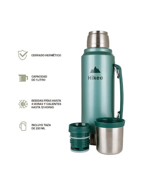 Termo doble pared Hikeo de acero inoxidable con tapa a prueba de derrame 1 L