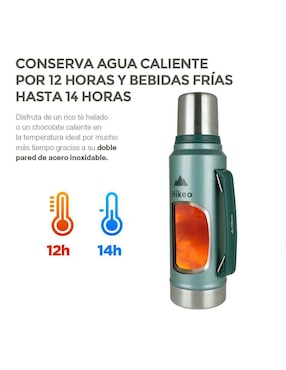Termo doble pared Hikeo de acero inoxidable con tapa a prueba de derrame 1 L