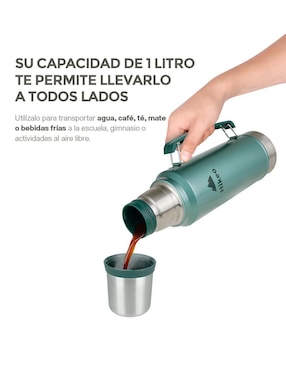 Termo doble pared Hikeo de acero inoxidable con tapa a prueba de derrame 1 L