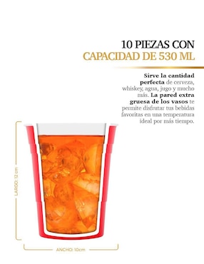 Set vaso Doble Pack Redlemon con 10 piezas